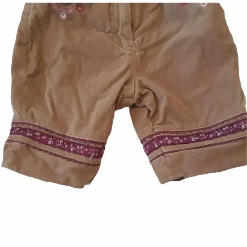 Children's Place Baby Girls Embroidered Corduroy Pants Taupe 0-3‎ Months Floral